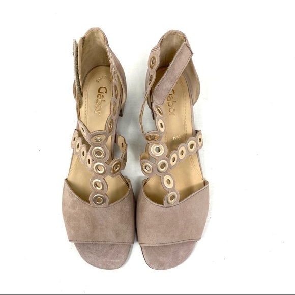 Gabor suede 81.721.14 comfort block heel sandals antikrosa - Picture 4 of 9